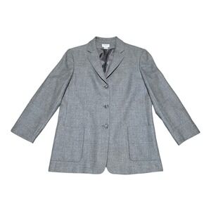 Brooks Brothers 346 Womens Gray Herringbone Wool Blazer Jacket Size 12 Classic